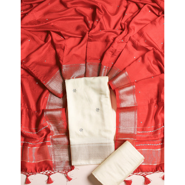 CHANDERI BANARAS SUIT SET