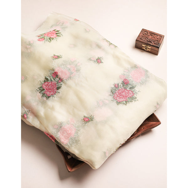 PURE ORGANZA EMBROIDERED FABRIC