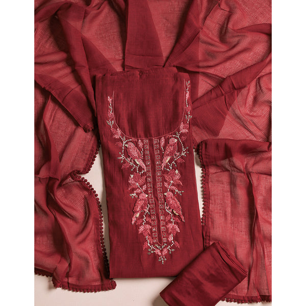 PURE MALAI CHANDERI SUIT SET