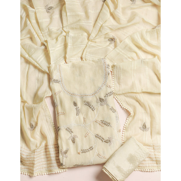 PURE MALAI CHANDERI SUIT SET