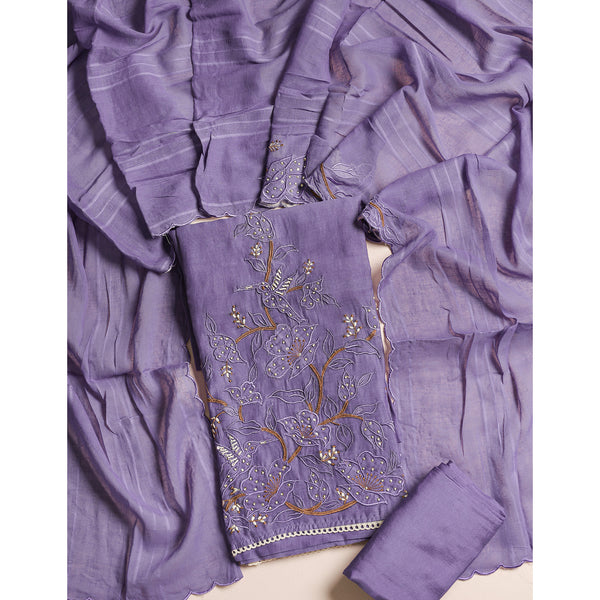 PURE MALAI CHANDERI SUIT SET