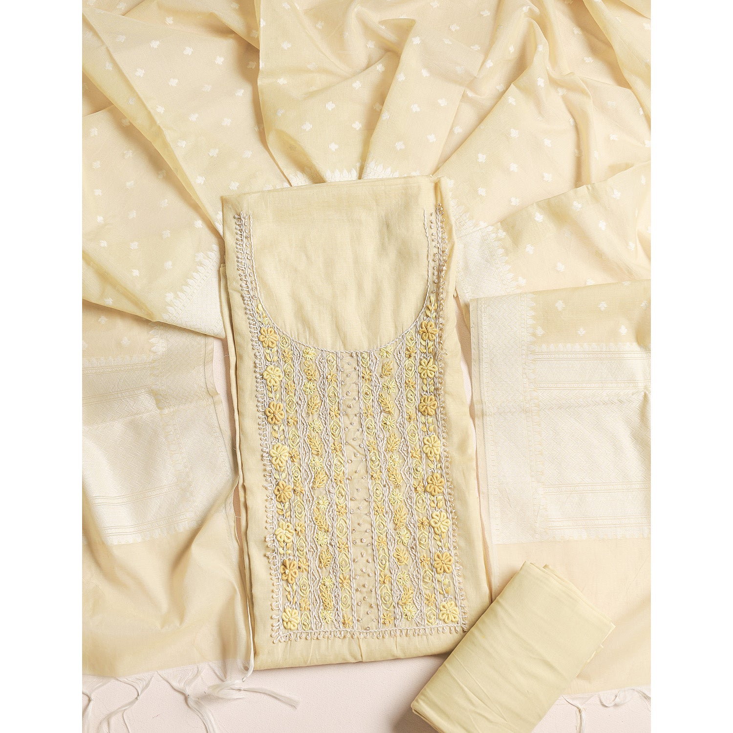 PURE MALAI CHANDERI SUIT SET