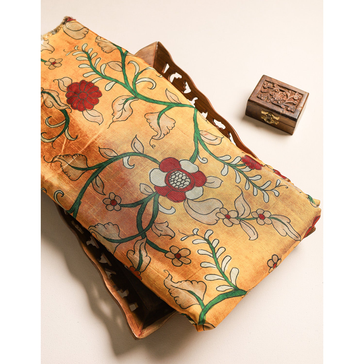 RAGAVI DOLA SILK KALAMKARI FABRIC