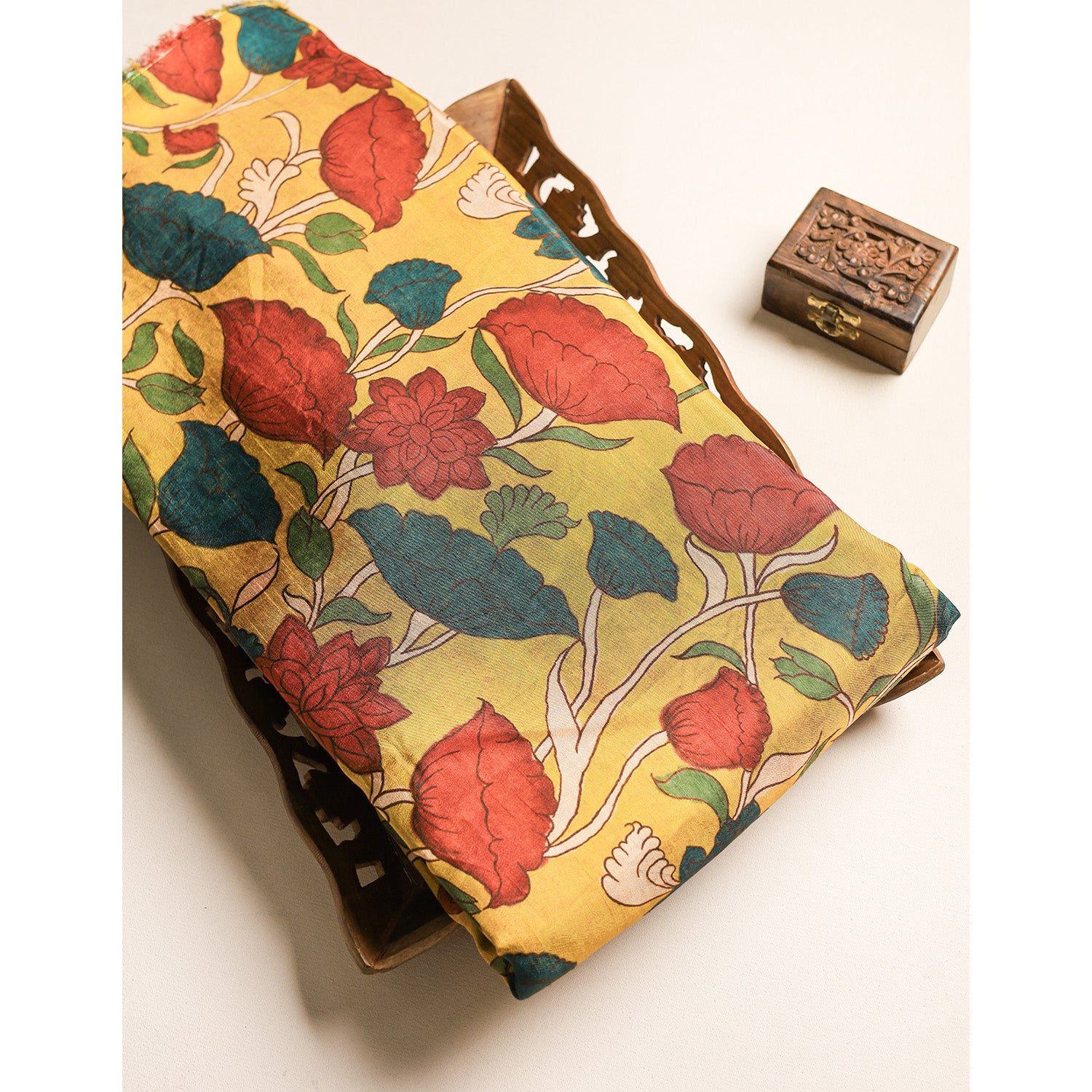 RAGAVI DOLA SILK KALAMKARI FABRIC