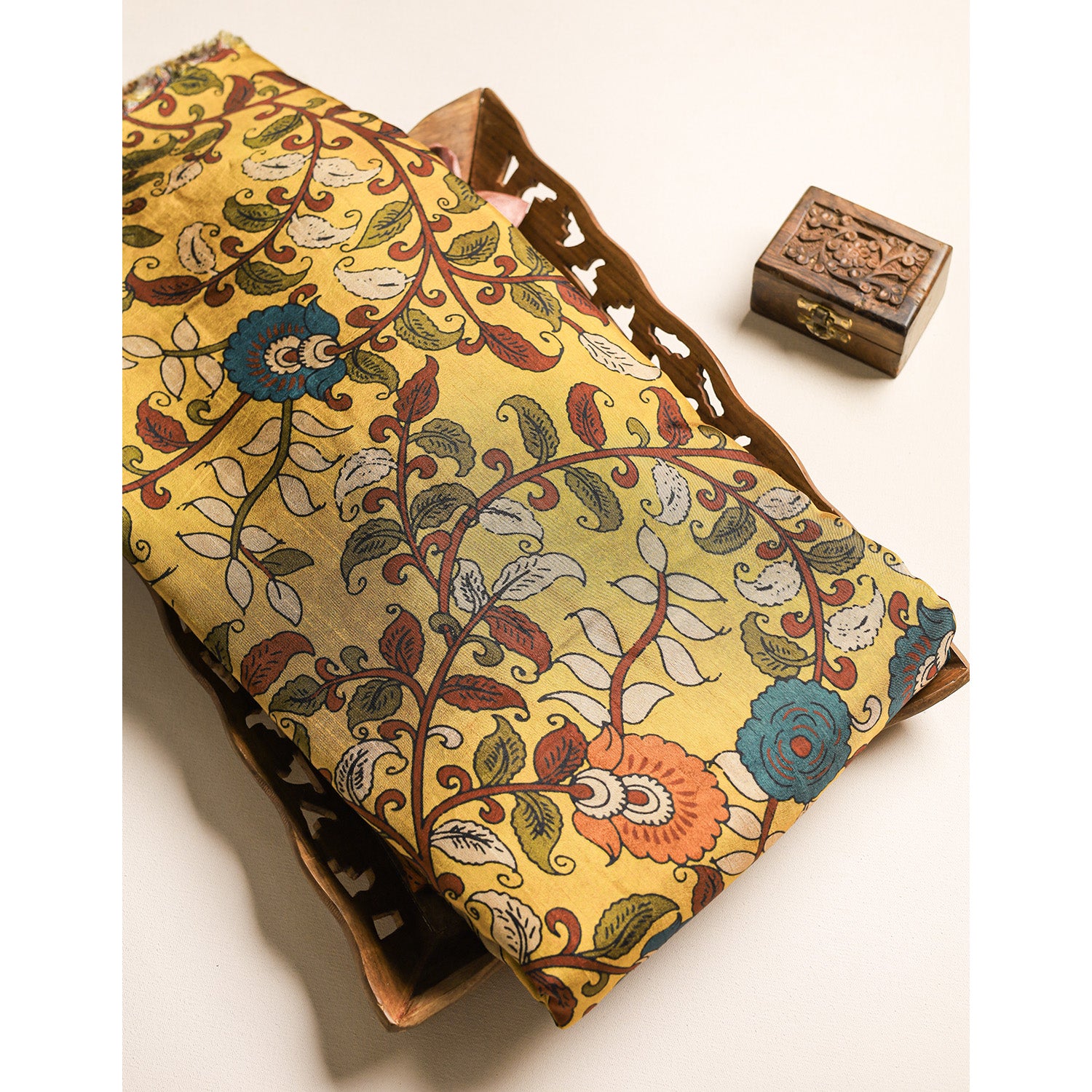 RAGAVI DOLA SILK KALAMKARI FABRIC