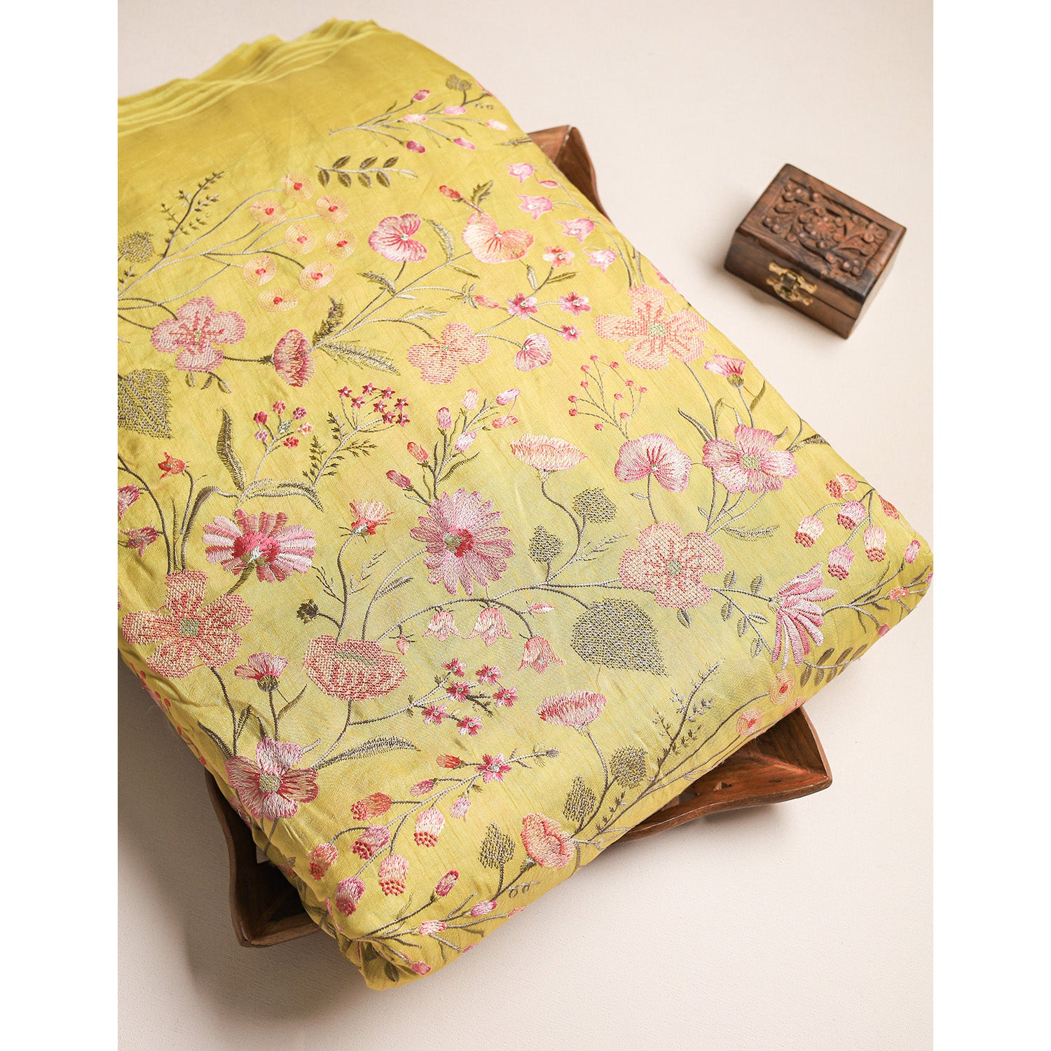 TUSSAR SILK EMBROIDERED FABRIC