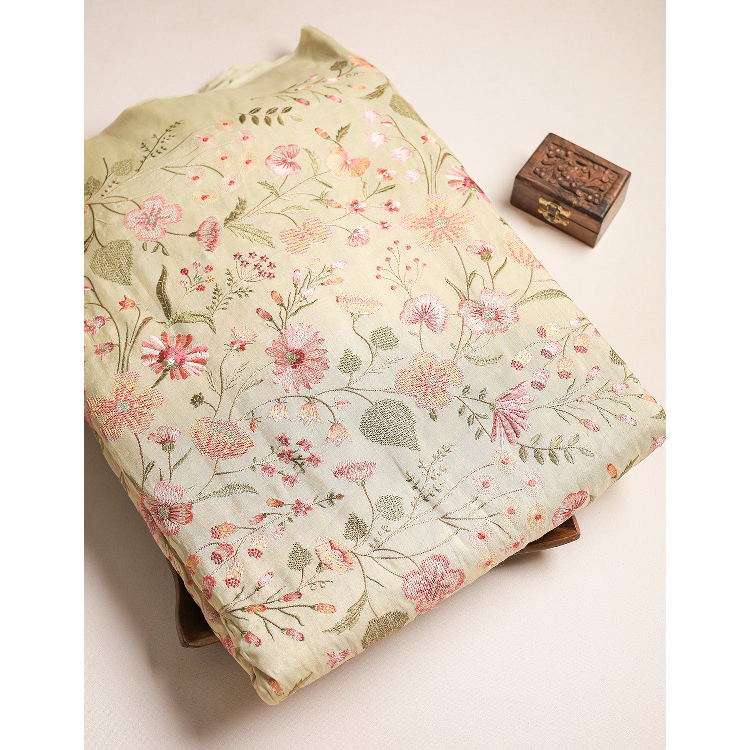 TUSSAR SILK EMBROIDERED FABRIC