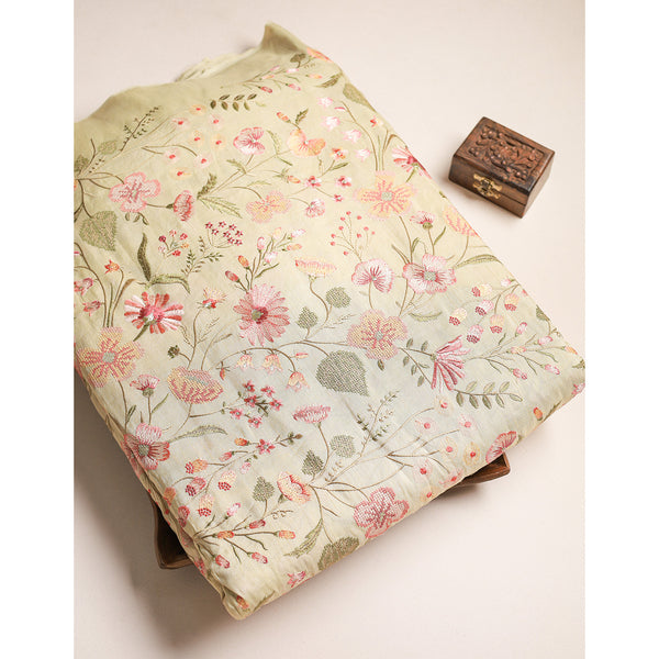 TUSSAR SILK EMBROIDERED FABRIC