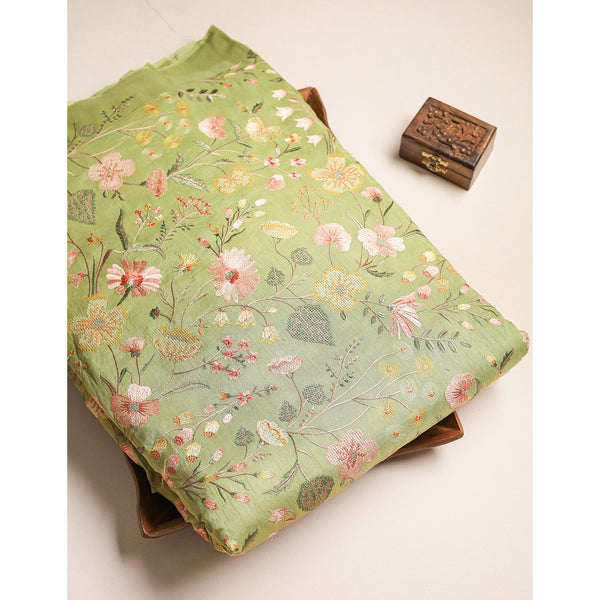 TUSSAR SILK EMBROIDERED FABRIC