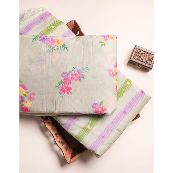 PURE MALAI CHANDERI PRINTED FABRIC