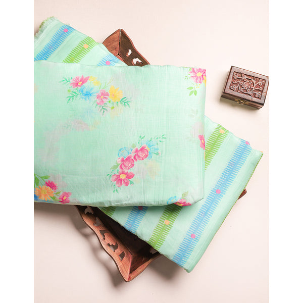 PURE MALAI CHANDERI PRINTED FABRIC