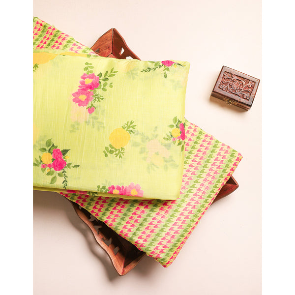 PURE MALAI CHANDERI PRINTED FABRIC