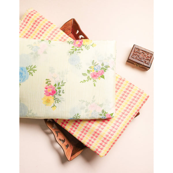 PURE MALAI CHANDERI PRINTED FABRIC