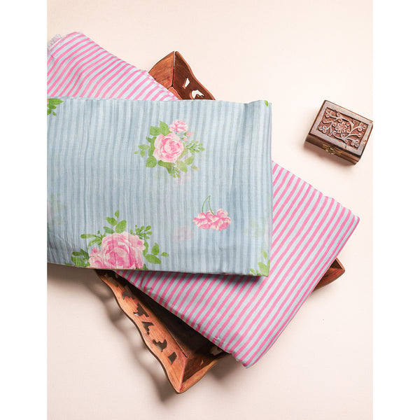 PURE MALAI CHANDERI PRINTED FABRIC