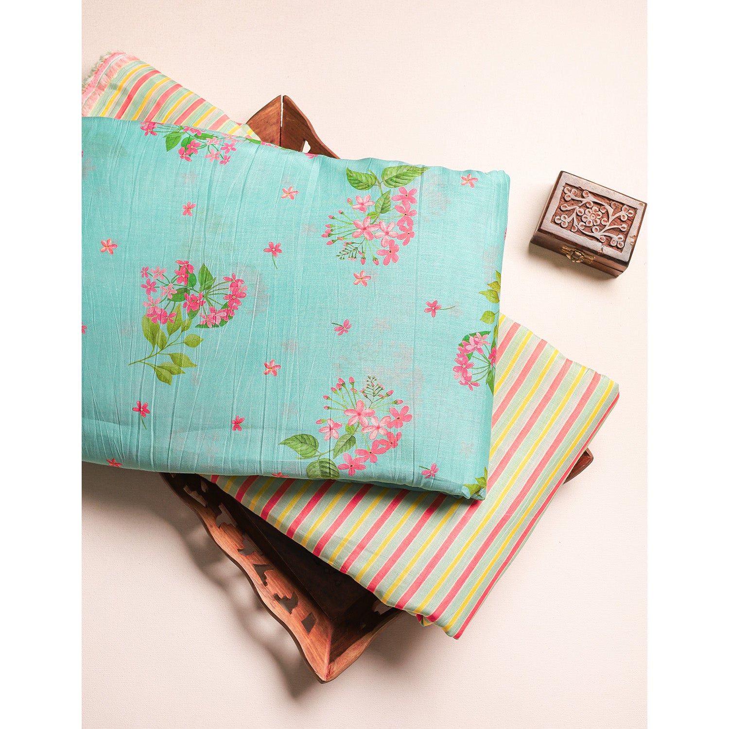 PURE MALAI CHANDERI PRINTED FABRIC