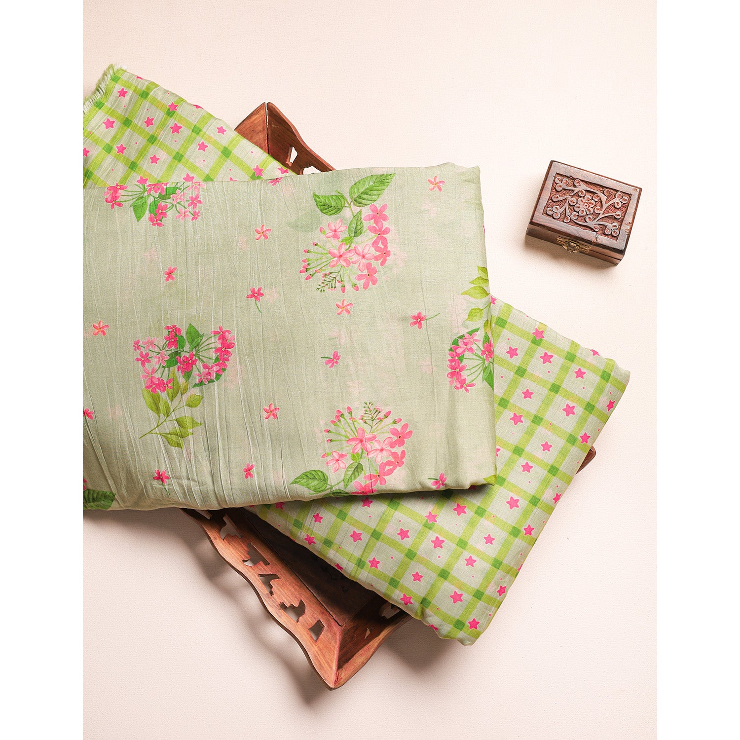 PURE MALAI CHANDERI PRINTED FABRIC