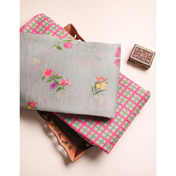 PURE MALAI CHANDERI PRINTED FABRIC