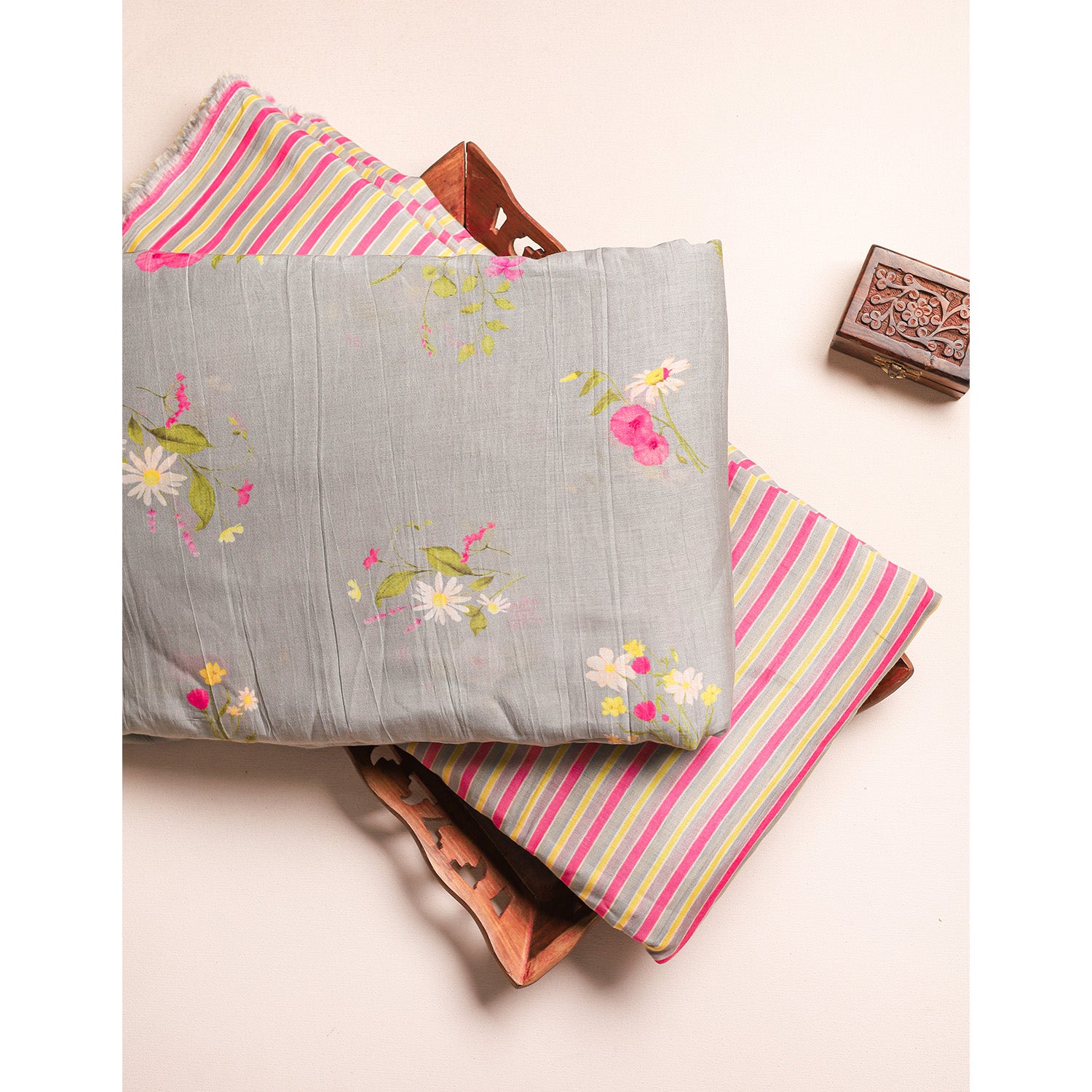 PURE MALAI CHANDERI PRINTED FABRIC