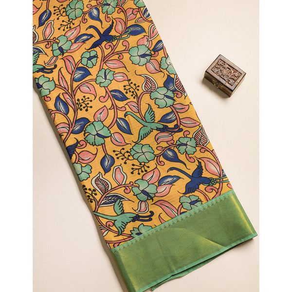 ASSAM SILK KALAMKARI PRINTED FABRIC