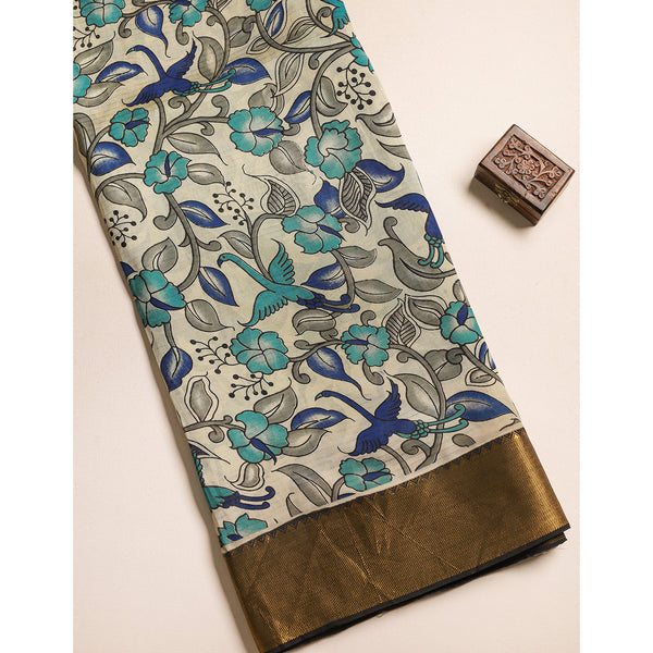 ASSAM SILK KALAMKARI PRINTED FABRIC