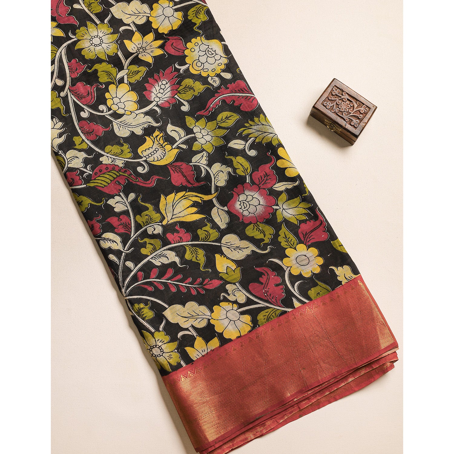 ASSAM SILK KALAMKARI PRINTED FABRIC