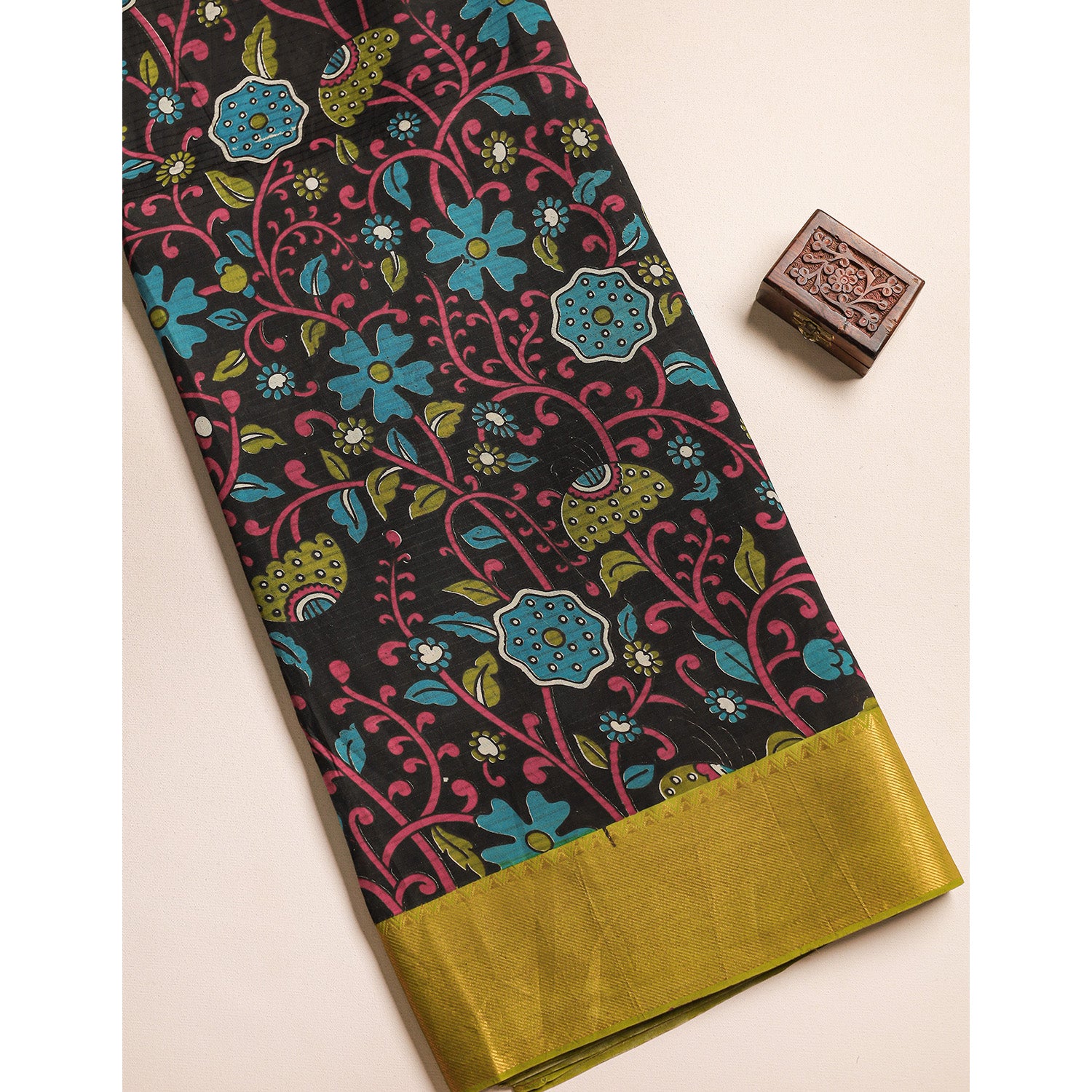 ASSAM SILK KALAMKARI PRINTED FABRIC