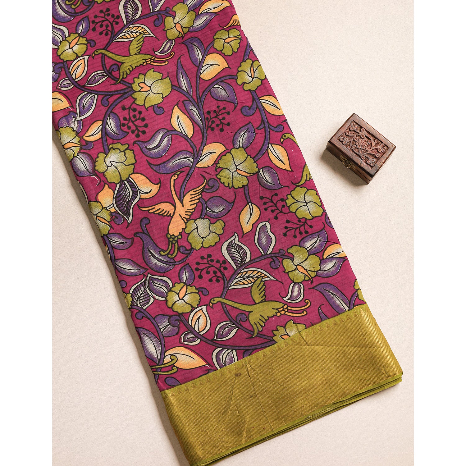 ASSAM SILK KALAMKARI PRINTED FABRIC