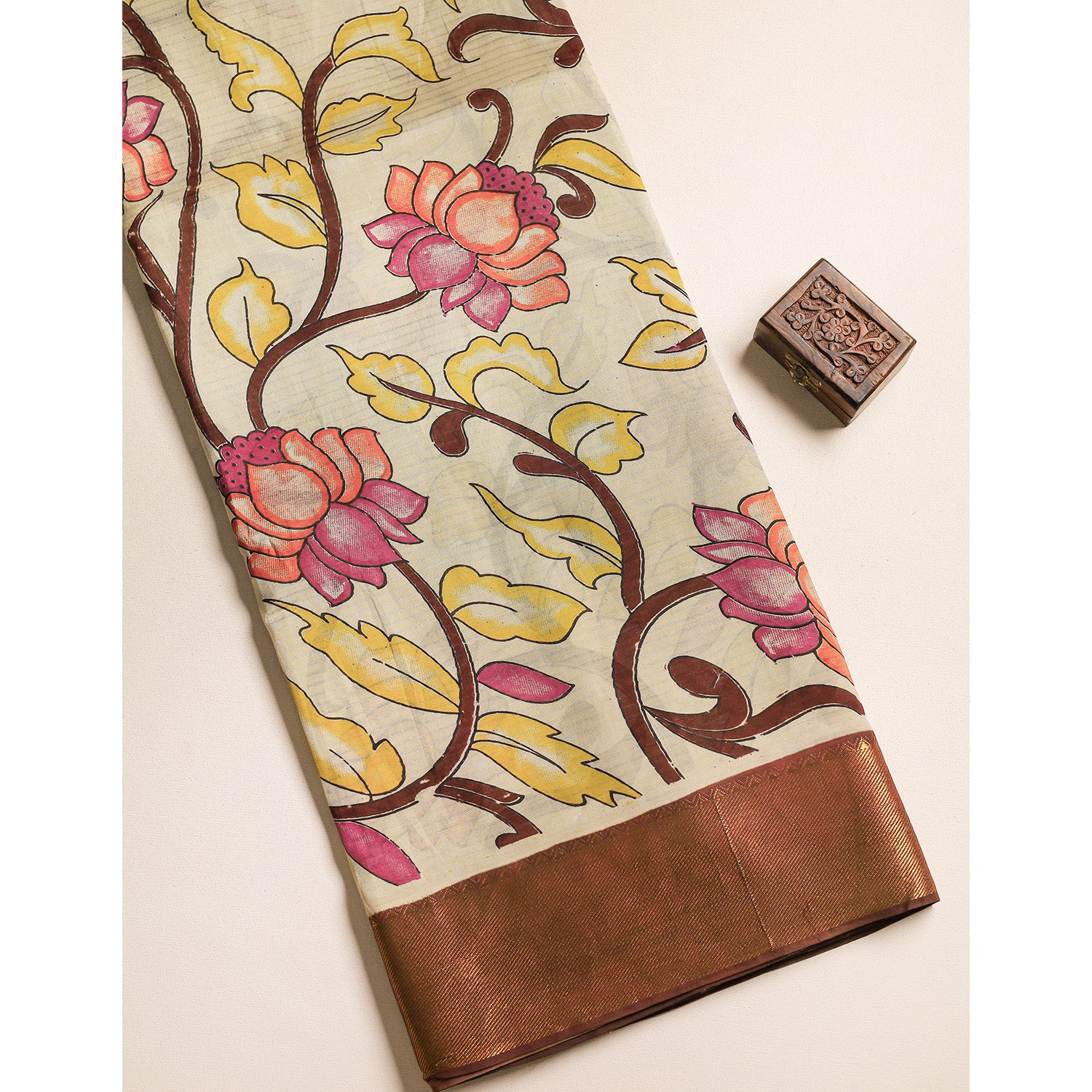 ASSAM SILK KALAMKARI PRINTED FABRIC