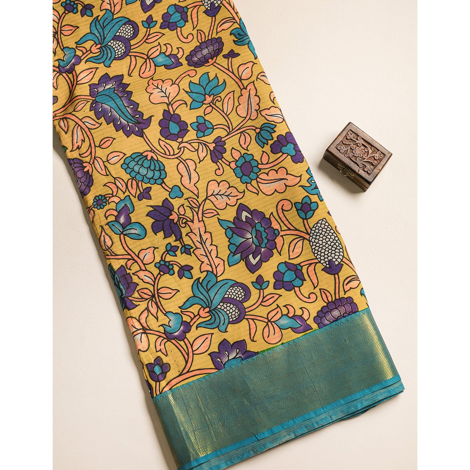 ASSAM SILK KALAMKARI PRINTED FABRIC