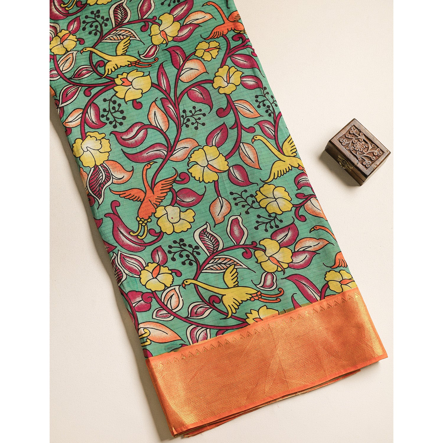 ASSAM SILK KALAMKARI PRINTED FABRIC