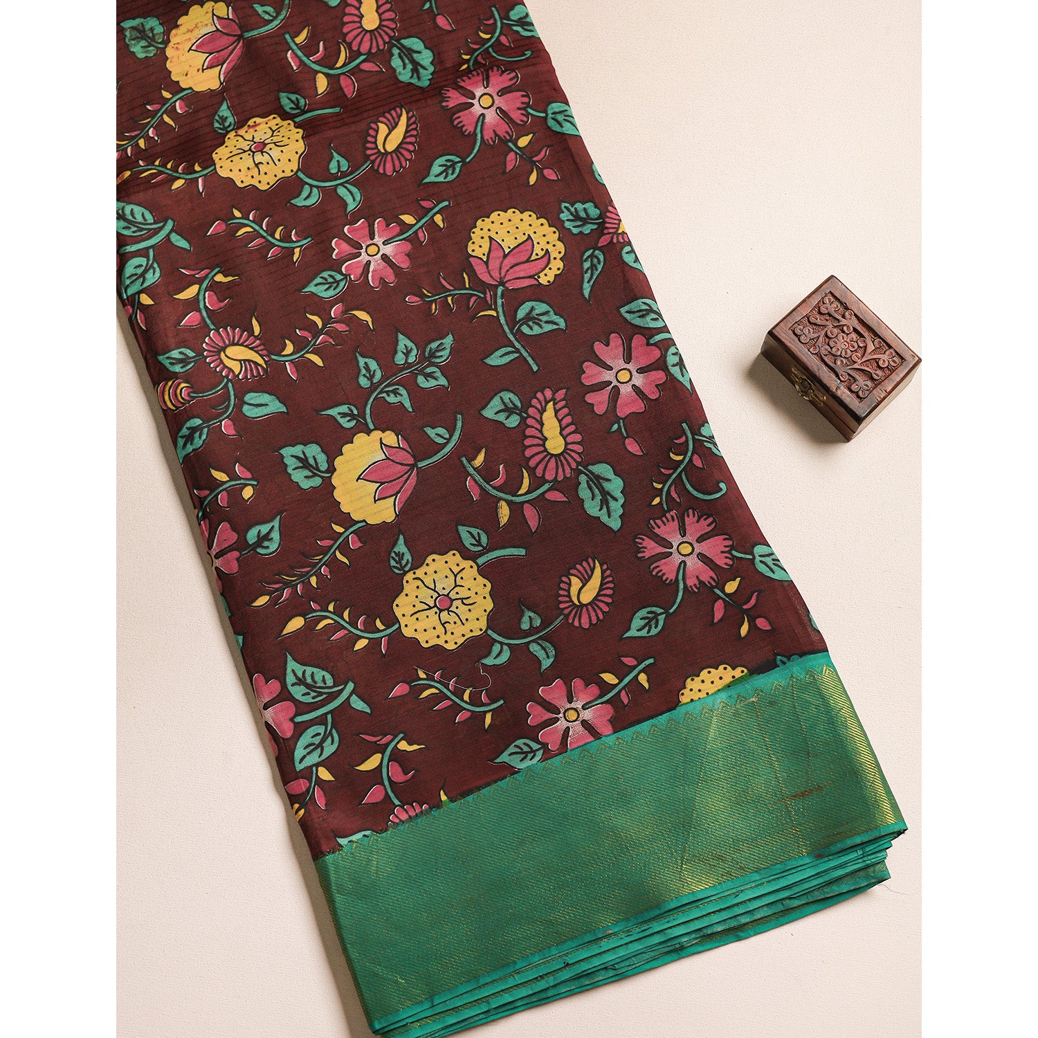 ASSAM SILK KALAMKARI PRINTED FABRIC