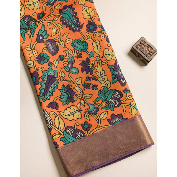 ASSAM SILK KALAMKARI PRINTED FABRIC