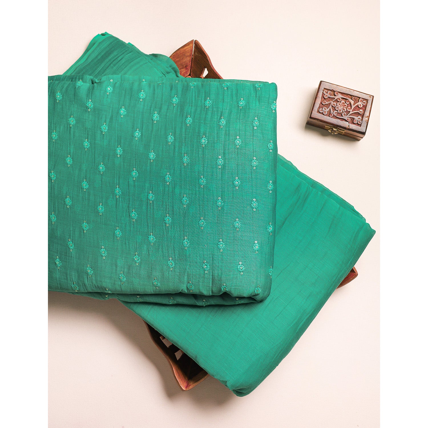 MUL CHANDERI EMBROIDERED AND PLAIN FABRICS