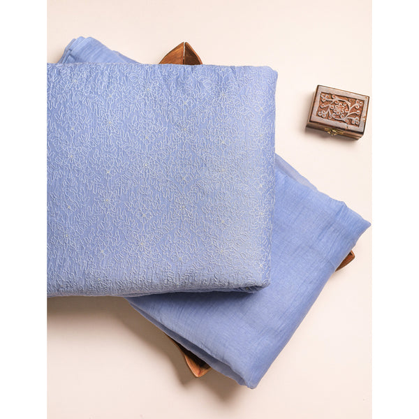 MUL CHANDERI EMBROIDERED AND PLAIN FABRICS