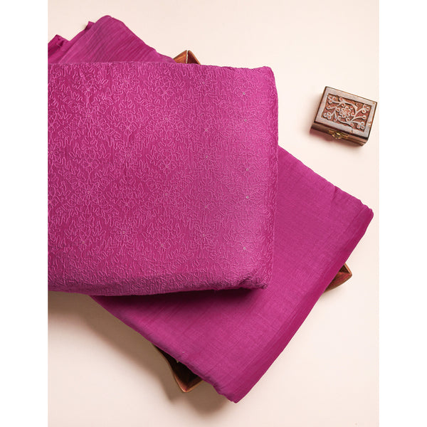 MUL CHANDERI EMBROIDERED AND PLAIN FABRICS