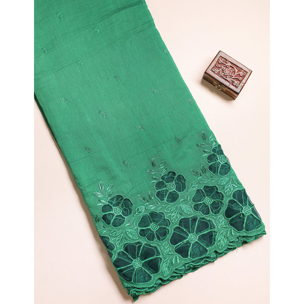 MUL CHANDERI EMBROIDERED FABRIC