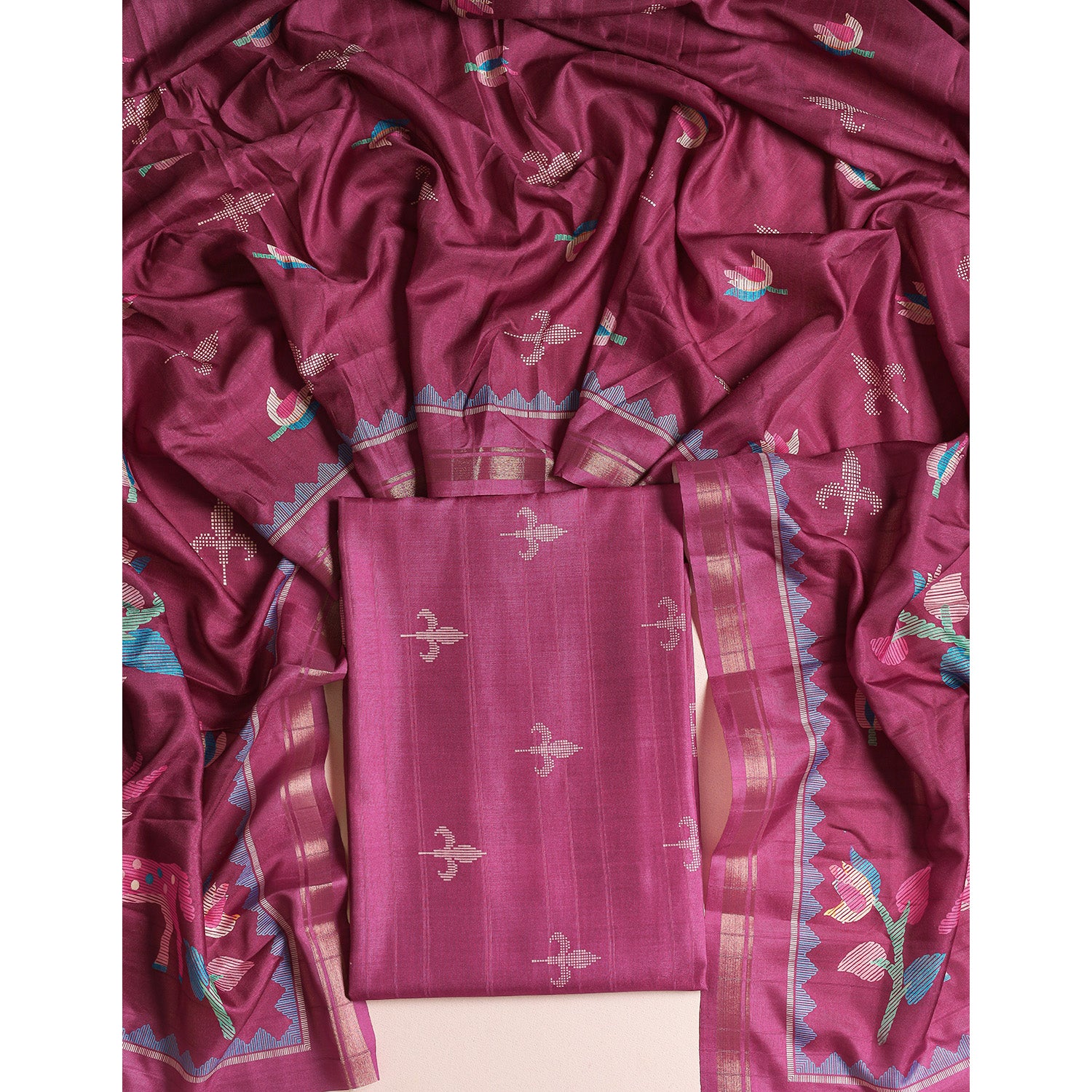 SEMI TUSSAR 2 PIECE SUIT SET