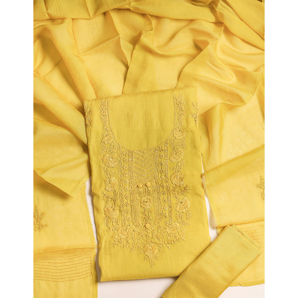 MUL CHANDERI EMBROIDERED SUIT SET