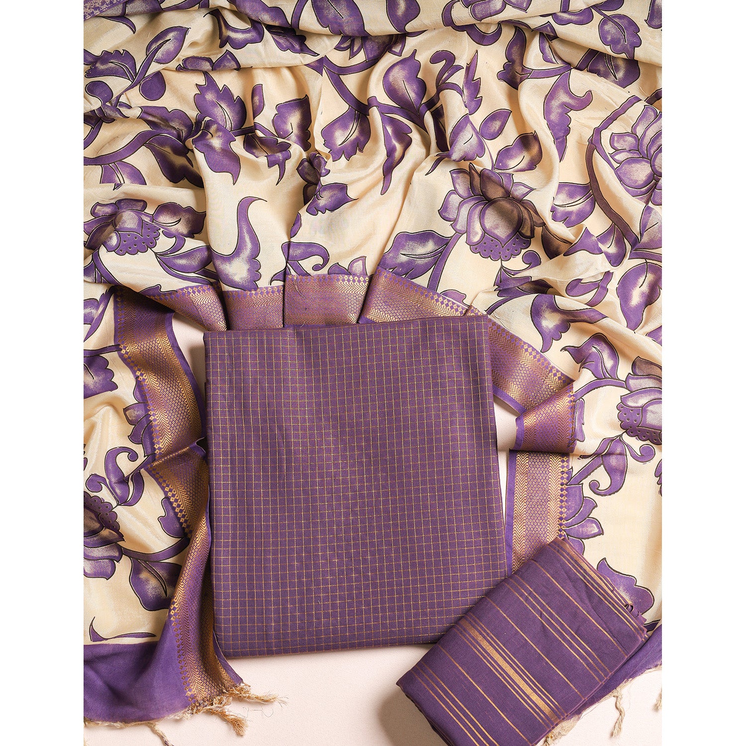 COTTON WOVEN LUREX SUIT SET