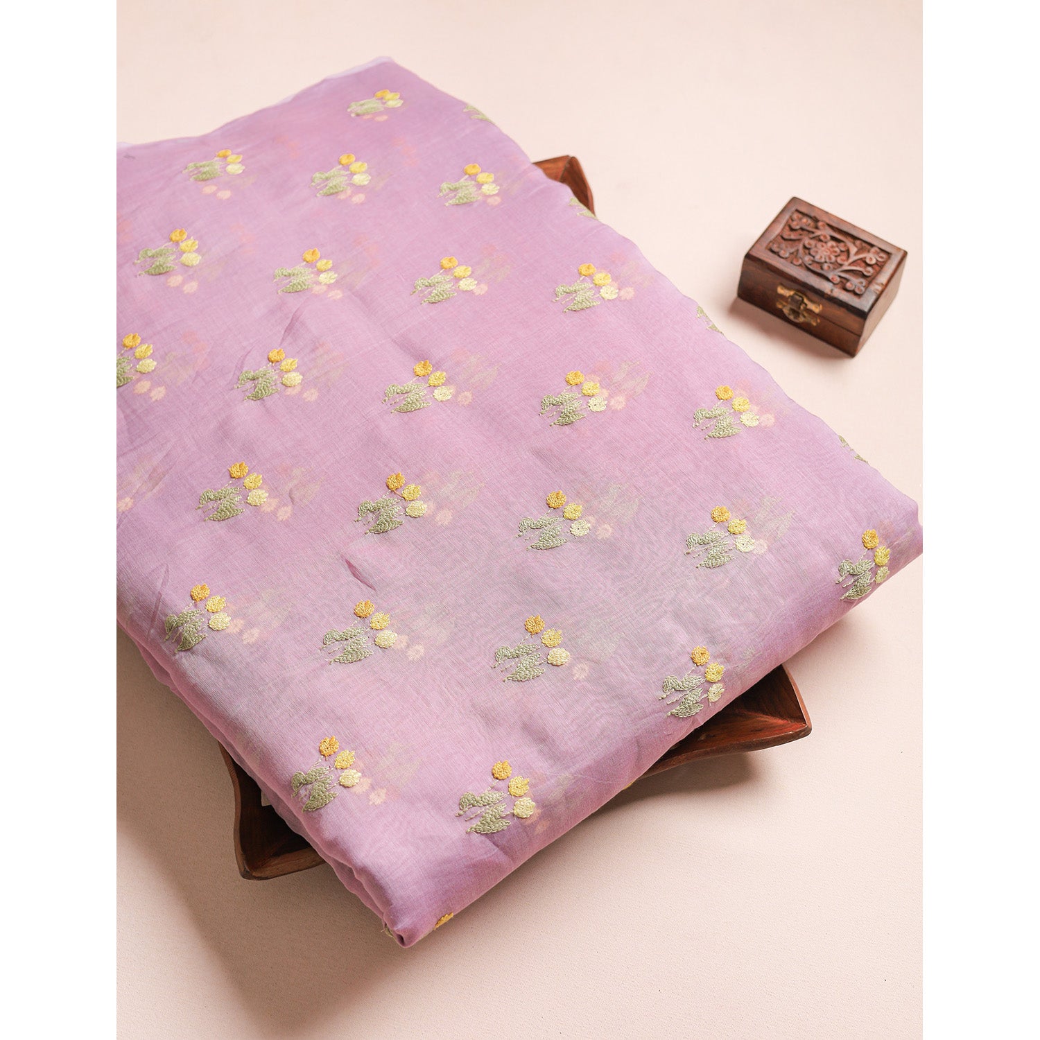 MUL CHANDERI EMBROIDERED FABRICS