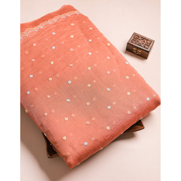 MUL CHANDERI EMBROIDERED FABRICS