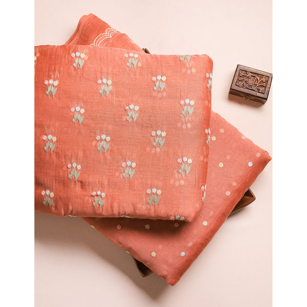 MUL CHANDERI EMBROIDERED FABRICS