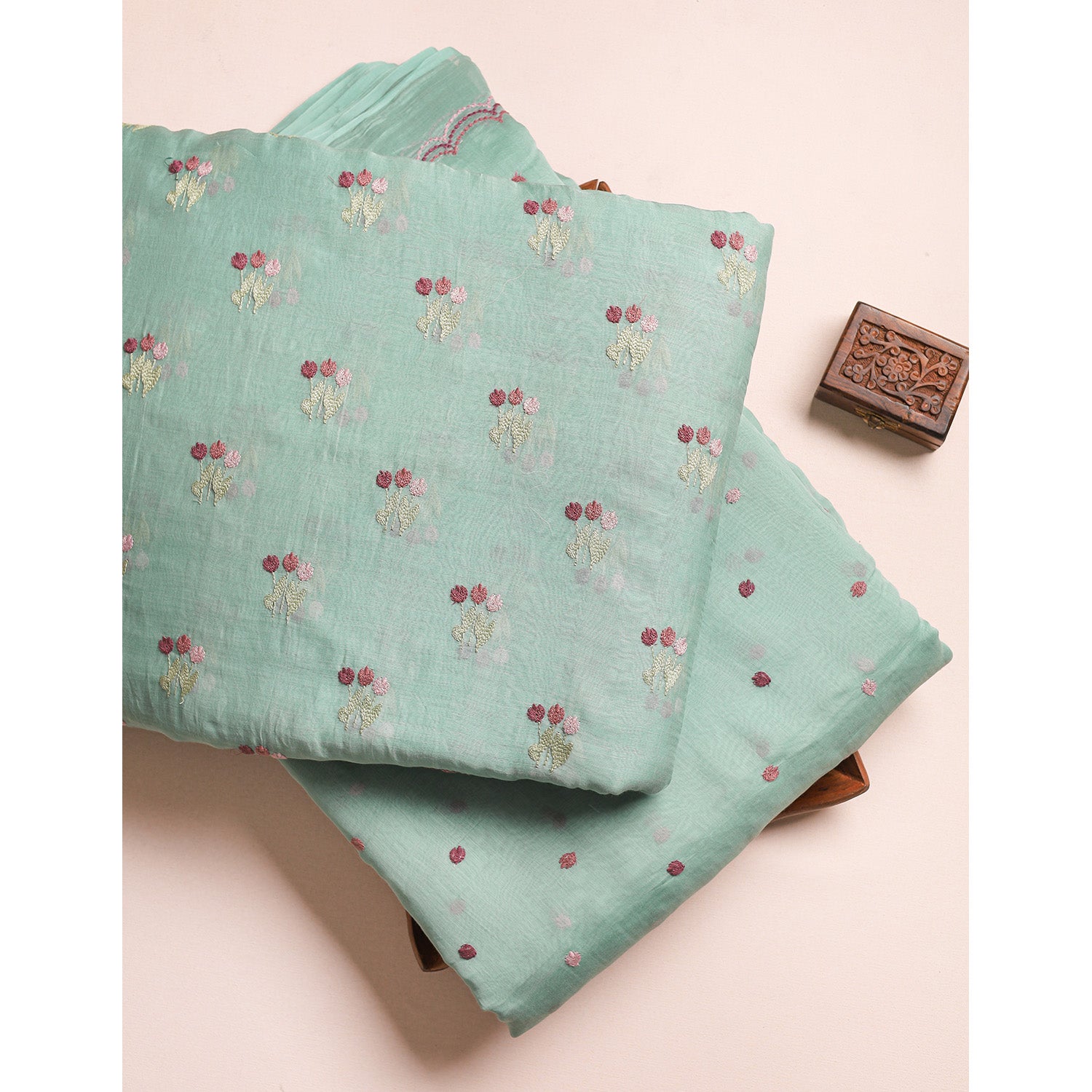 MUL CHANDERI EMBROIDERED FABRICS