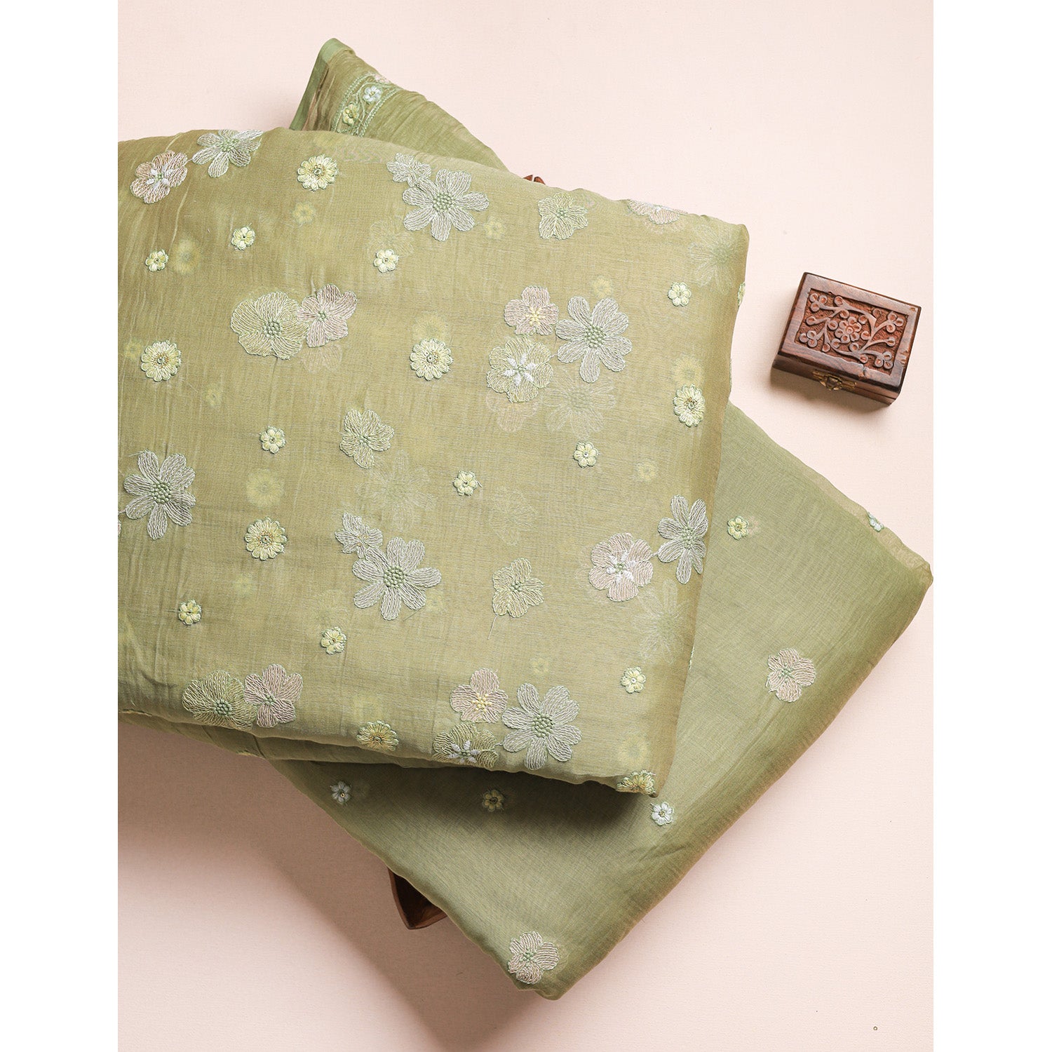 MUL CHANDERI EMBROIDERED FABRICS