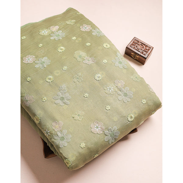 MUL CHANDERI EMBROIDERED FABRICS