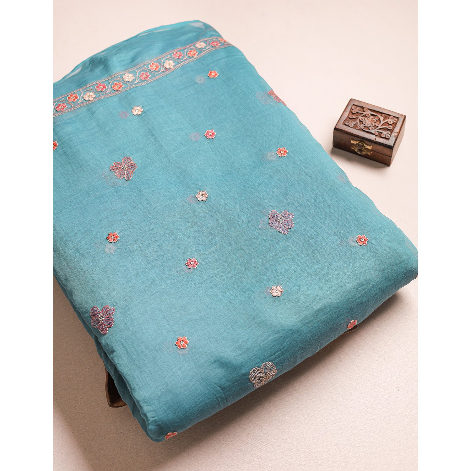 MUL CHANDERI EMBROIDERED FABRICS