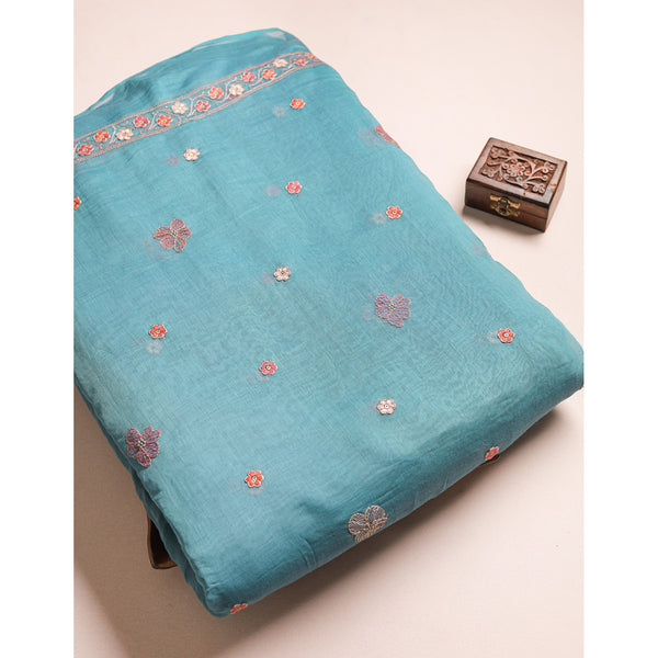 MUL CHANDERI EMBROIDERED FABRICS