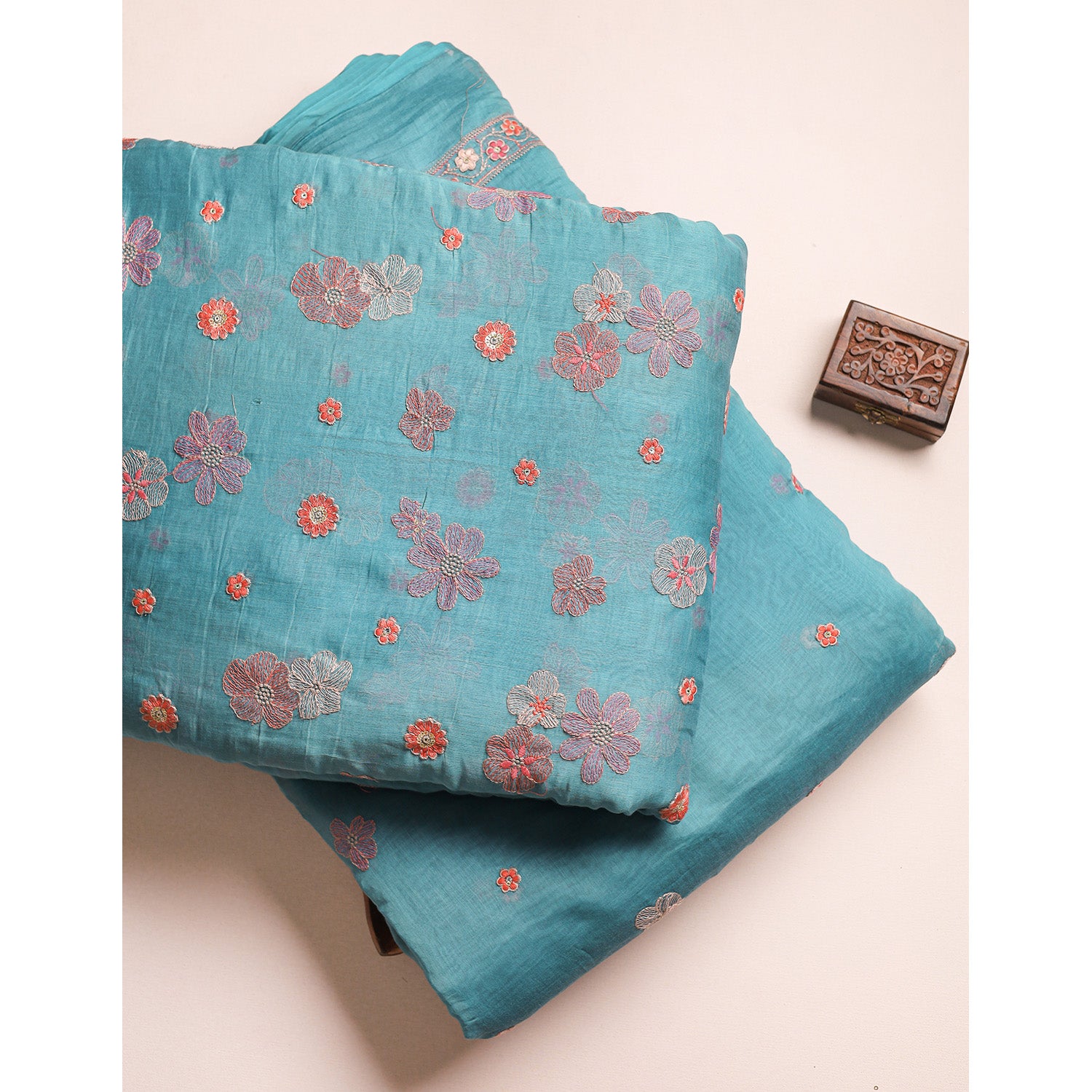 MUL CHANDERI EMBROIDERED FABRICS