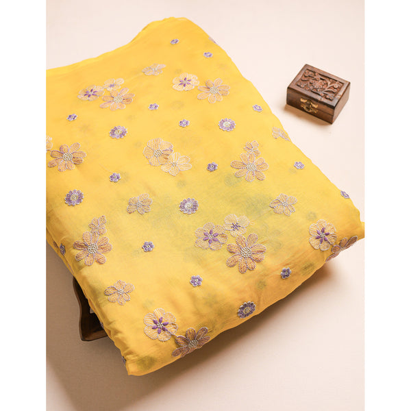 MUL CHANDERI EMBROIDERED FABRICS