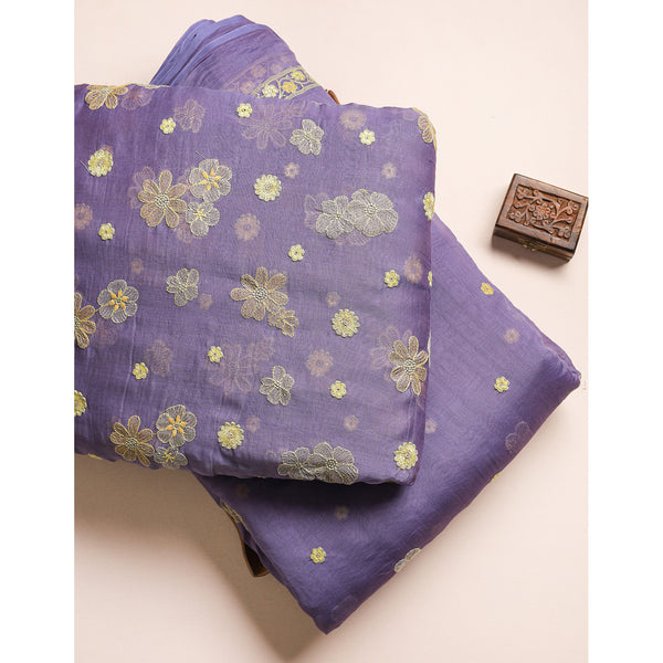 MUL CHANDERI EMBROIDERED FABRICS